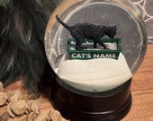 Personalized Black Kitty Litter Snow Globe