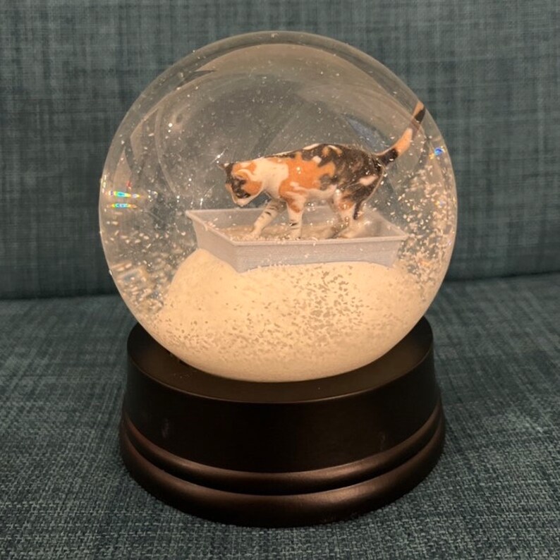 Calico Kitty Litter Snow Globe Etsy India