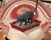 Personalized Gray Kitty Litter Snow Globe