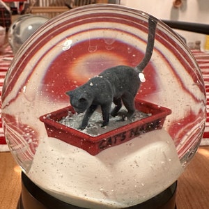 Personalized Gray Kitty Litter Snow Globe