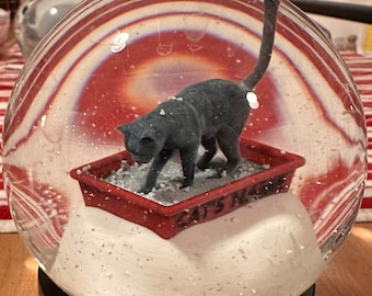 Personalized Gray Kitty Litter Snow Globe