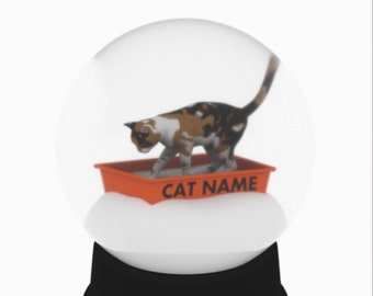 Personalized Calico Kitty Litter Snow Globe