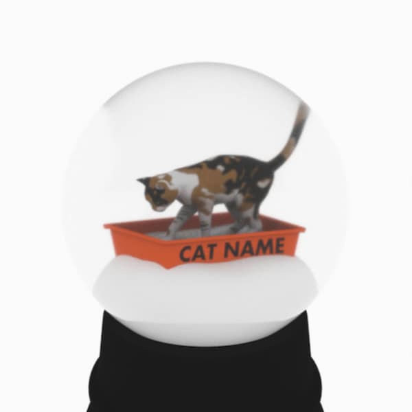 Snow Globe Cat in Litter Box Etsy