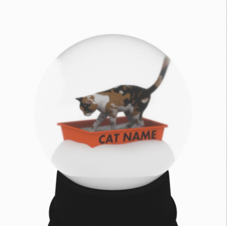 Personalized Calico Kitty Litter Snow Globe image 1