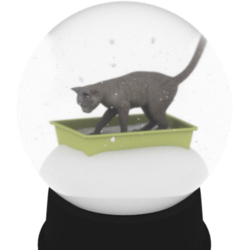 Gray Kitty Litter Snow Globe Etsy