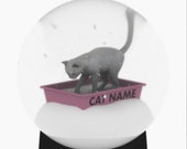 Personalized White Kitty Litter Snow Globe