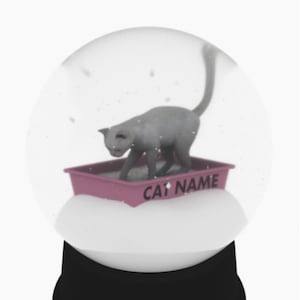 Personalized White Kitty Litter Snow Globe