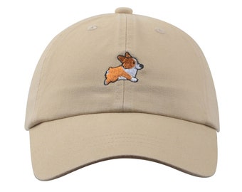 Hatphile Pre-washed Soft Corgi Embroidery Dad Hat Baseball Cap for Corgi Lover