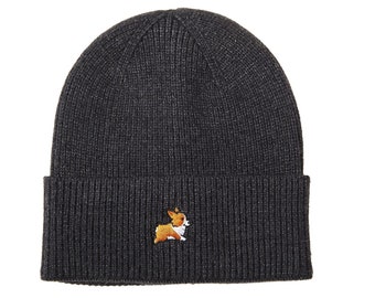 Hatphile Walking Corgi Embroidery Knit Beanie Toque