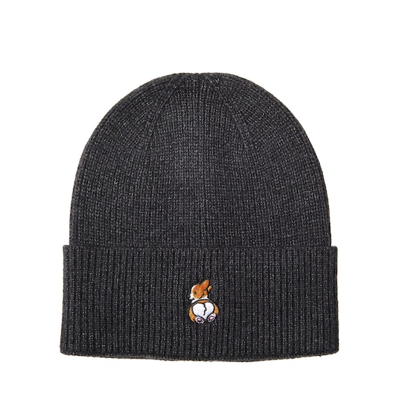 Hatphile Corgi Butt Embroidery Knit Beanie Toque