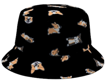 Hatphile Corgi Print Embroidery Bucket Hat