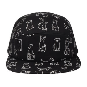 Chapeau 5 panneaux dessiné à la main pour chien Hatphile - 100 % coton Casquette pour les amoureux des chiens
