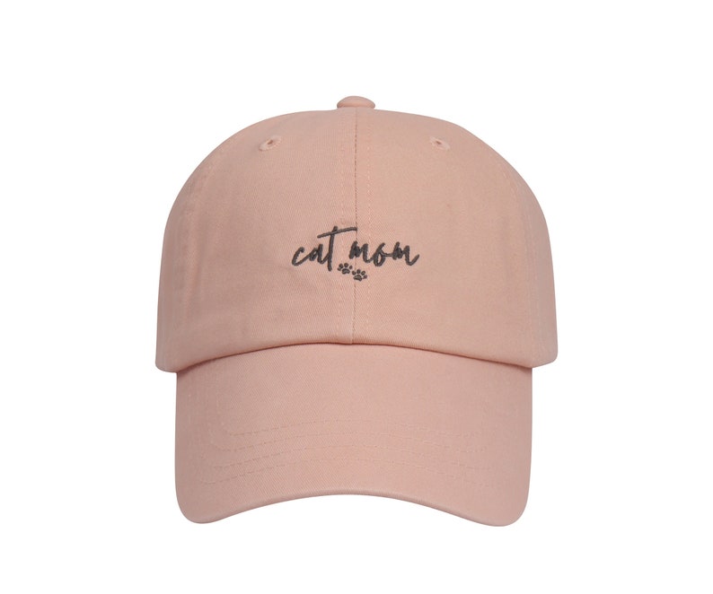 Hatphile Pre-washed Soft Embroidery Dad Hat Baseball Cap Cat Mom Cat Mom Love PInk