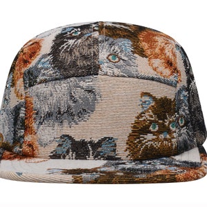 Hatphile Unique Cat Jacquard 5 Panel Hat Camp Cap