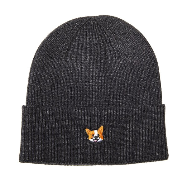 Hatphile Happy Corgi Face Embroidery Knit Beanie Toque