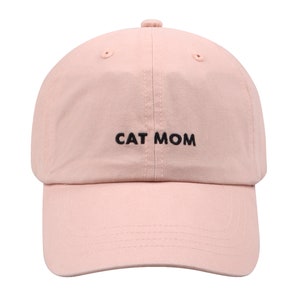 Hatphile Pre-washed Soft Embroidery Dad Hat Baseball Cap Cat Mom Cat Mom Pink Cap