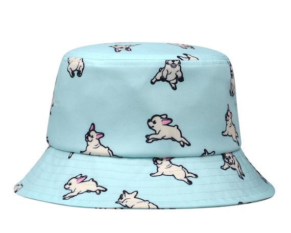 Hatphile White Frenchie French Bulldog Print Bucket Hat