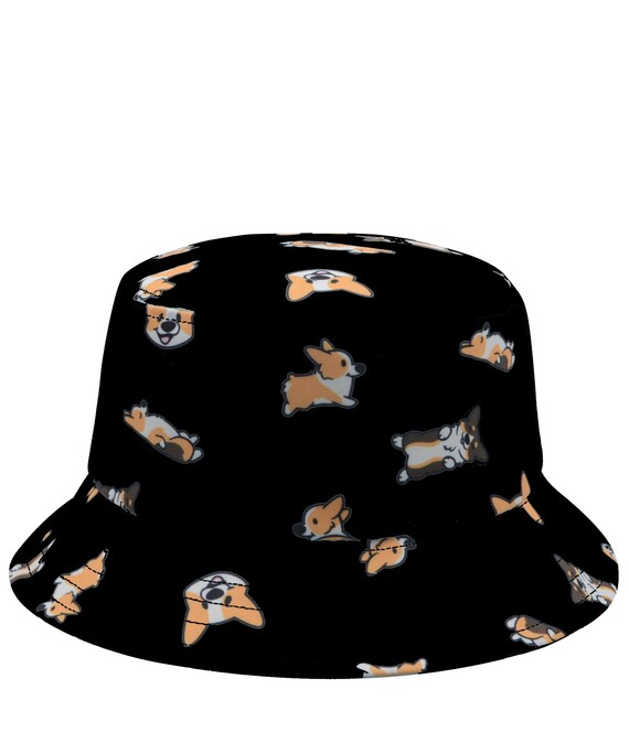 Hatphile Corgi Print Embroidery Bucket Hat