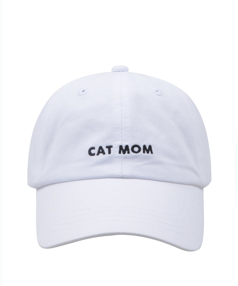 Hatphile Pre-washed Soft Embroidery Dad Hat Baseball Cap Cat Mom Cat Mom White Cap