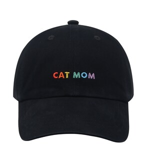 Hatphile Pre-washed Soft Embroidery Dad Hat Baseball Cap Cat Mom Cat Mom Rainbow