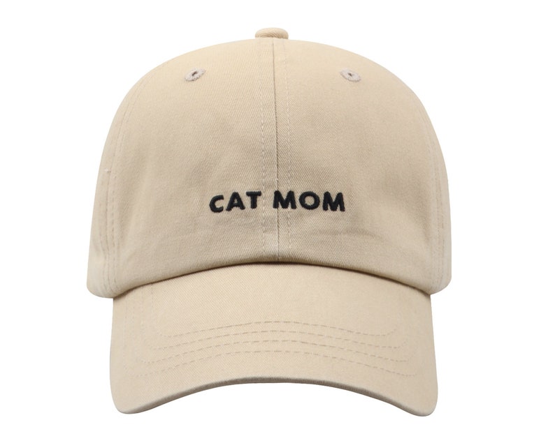 Hatphile Pre-washed Soft Embroidery Dad Hat Baseball Cap Cat Mom Cat Mom Khaki Cap