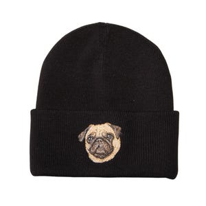 HatPhile Pug Embroidery Soft Smooth Beanie – Cozy and Cute Winter Toque