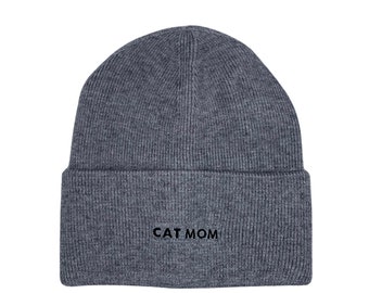 Hatphile Cat Mom Soft Smooth Knit Beanie Skully Toque Stocking