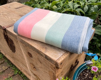 Alpaca Throw Blanket Pastel Shades - coral sage dusty blue