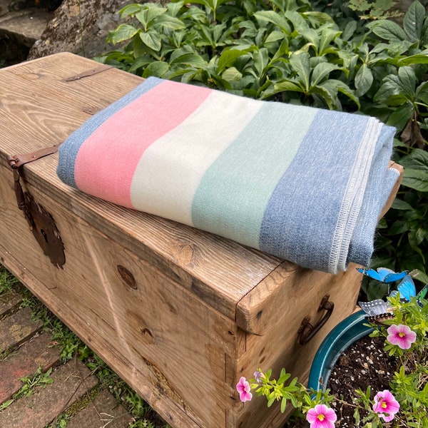 Alpaca Throw Blanket Pastel Shades - coral sage dusty blue