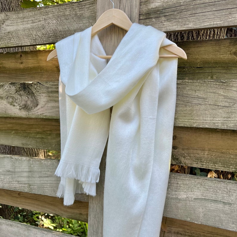 Alpaca Shawl Perfect for Weddings Bridal Shawl White, Off-White and Light Ivory Colors Bridal Wrap image 9