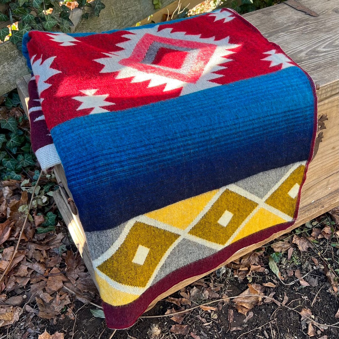 Alpaca Wool Blanket Queen Size Multicolor Unique Gift Etsy
