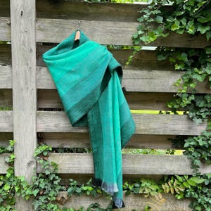 Alpaca Shawl Multicolor Green Sea Foam on grey shades