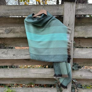 Alpaca Shawl Multicolor Green Sea Foam with hints of brown and beige