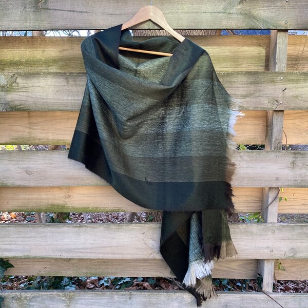 Alpaca Shawl Multicolor Woodland Green with shades of brown