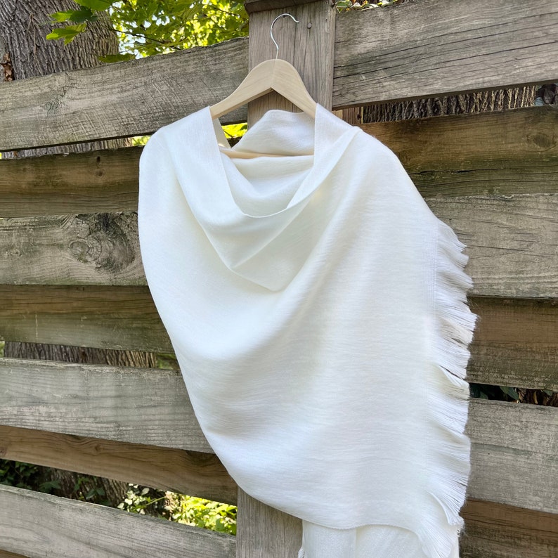 Alpaca Shawl Perfect for Weddings Bridal Shawl White, Off-White and Light Ivory Colors Bridal Wrap image 5