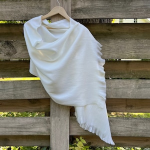 Alpaca Shawl Perfect for Weddings Bridal Shawl White, Off-White and Light Ivory Colors Bridal Wrap image 2