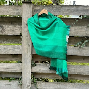 Alpaca Shawl Multicolor Vibrant Jade Green shades