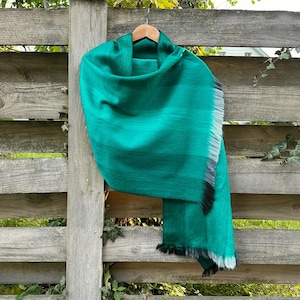 Alpaca Shawl Multicolor Emerald with hints of greys