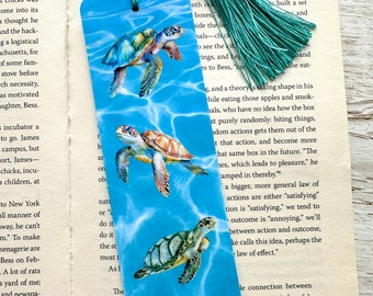Sea Turtle Bookmark, Double-sided Laminated Bookmark, Unique Book Lover gift