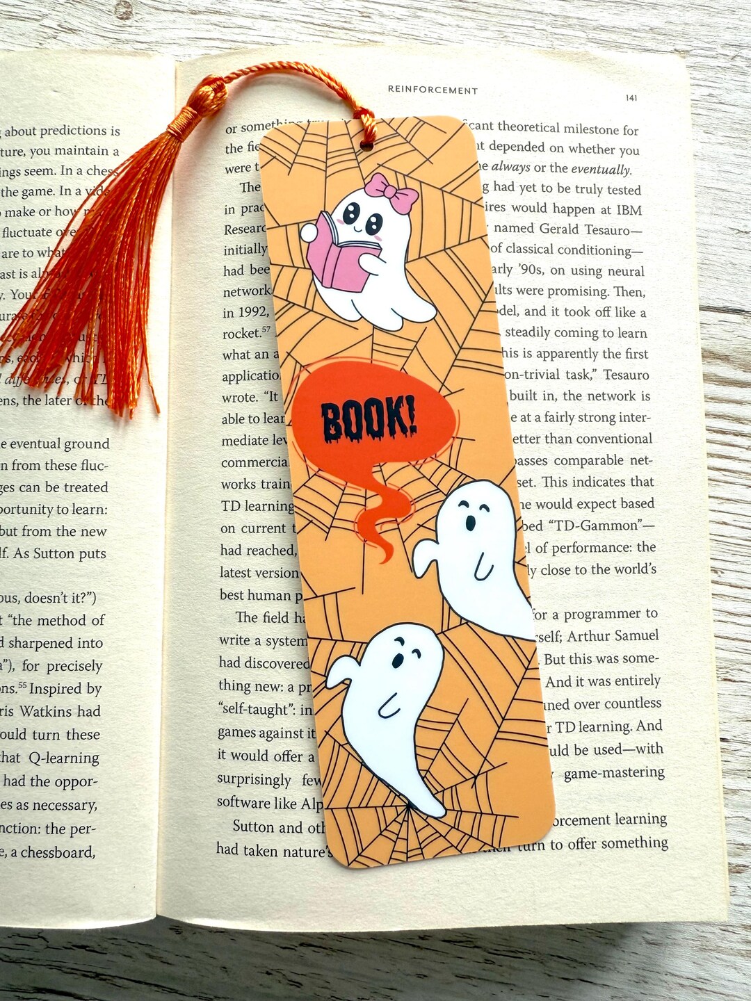Reading Ghost Bookmark, Doublesided, Laminated, Comic Book Style