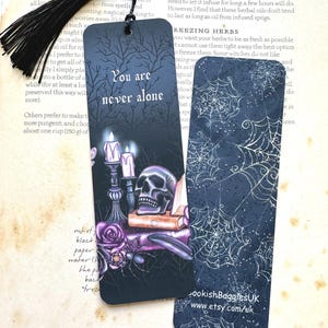 Dark Academia Bookmark You Are Never Alone, Double-sided, Laminated, Halloween Gothic Bookmark, Book Lover Gift