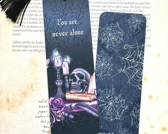 Dark Academia Bookmark You Are Never Alone, Double-sided, Laminated, Halloween Gothic Bookmark, Book Lover Gift