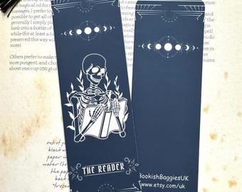 Tarot Card The Reader Bookmark, Double-sided, Laminated, Halloween Gothic Bookmark, Book Lover Gift