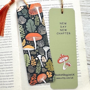 Autumn Mushrooms Bookmark, Double-sided, Laminated, Fall Bookmark, Unique Bookmarks, Book Lover gift
