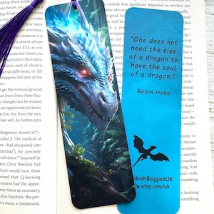 Fantasy Dragon Bookmark with Tassel, Double-sided, Laminated,  Book Lover gift