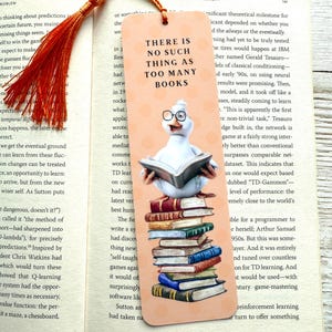 Reading Duck Bookmark, With or without Tassel, Double-sided, Laminated, Book Lover gift