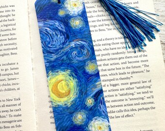 Van Gogh Starry Night Double-sided Laminated Bookmark, Unique Bookmarks, Book Lover gift