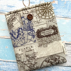 Vintage Map Kindle Sleeve, Book Sleeve, iPad Cover, Book Pouch, 2024 Paperwhite sleeve, Kindle Scribe case, Bookish gifts