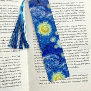 Van Gogh Starry Night, Metal Bookmark with Tassel, Book Lover Gift