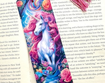 Unicorn Double-sided Laminated Bookmark, Unique Bookmarks, Book Lover Birthday gift